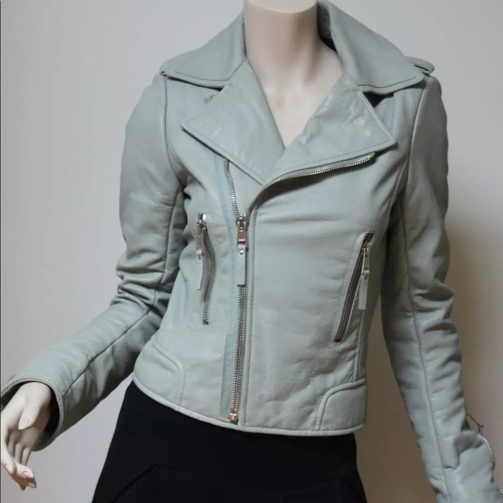 Balenciaga Grey leather biker Jacket 38